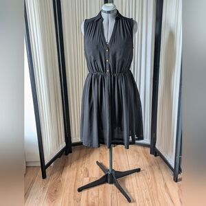 H&M, black, sleeveless, stretchy waist, side pockets, dress